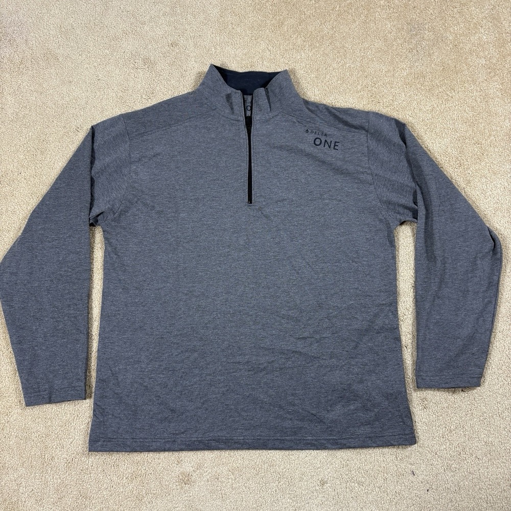 Delta One Airlines 1/4 Zip Pullover Men's Large L/XL Gray Long Sleeve